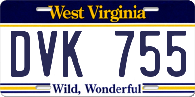 WV license plate DVK755