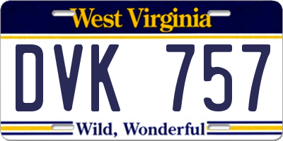 WV license plate DVK757