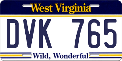 WV license plate DVK765