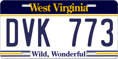 WV license plate DVK773