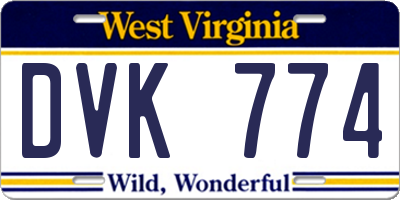 WV license plate DVK774