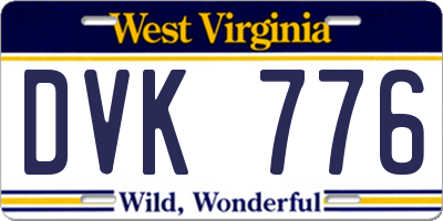 WV license plate DVK776
