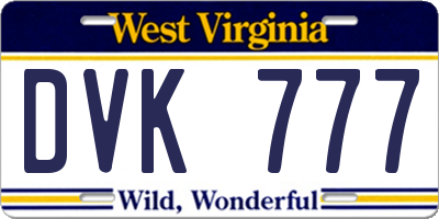 WV license plate DVK777
