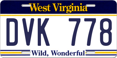 WV license plate DVK778
