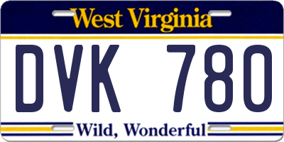 WV license plate DVK780