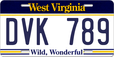 WV license plate DVK789