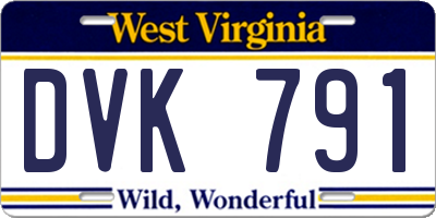 WV license plate DVK791