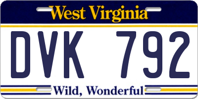 WV license plate DVK792