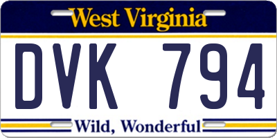 WV license plate DVK794