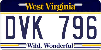 WV license plate DVK796