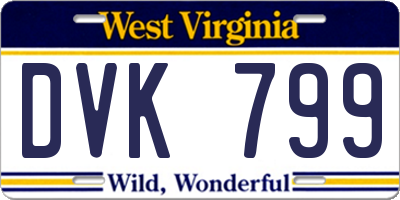 WV license plate DVK799