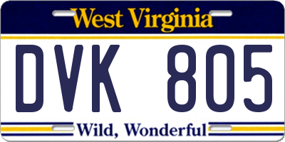 WV license plate DVK805