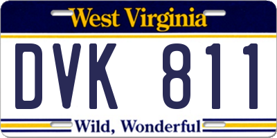 WV license plate DVK811