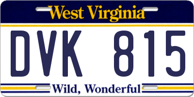 WV license plate DVK815