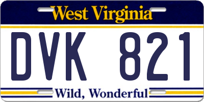 WV license plate DVK821