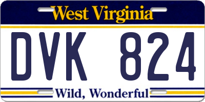 WV license plate DVK824