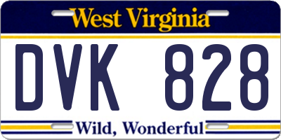 WV license plate DVK828