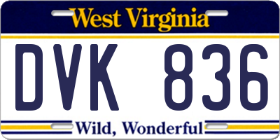 WV license plate DVK836