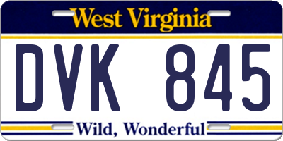WV license plate DVK845