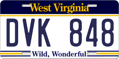WV license plate DVK848