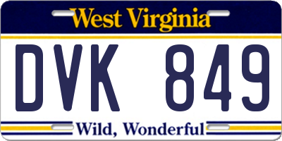 WV license plate DVK849