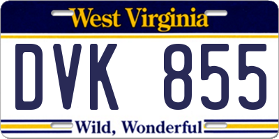 WV license plate DVK855