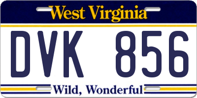 WV license plate DVK856