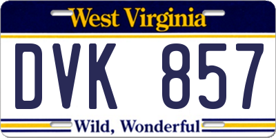 WV license plate DVK857