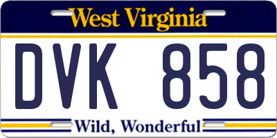 WV license plate DVK858