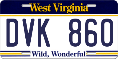 WV license plate DVK860