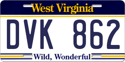 WV license plate DVK862