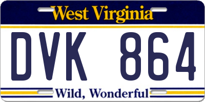 WV license plate DVK864