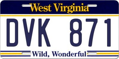 WV license plate DVK871