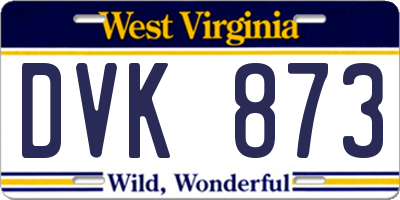 WV license plate DVK873