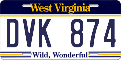 WV license plate DVK874