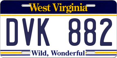 WV license plate DVK882