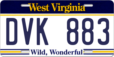 WV license plate DVK883