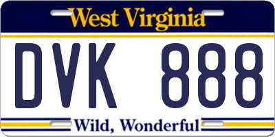 WV license plate DVK888