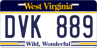 WV license plate DVK889