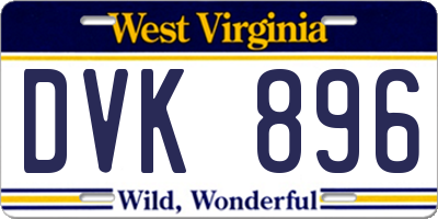 WV license plate DVK896