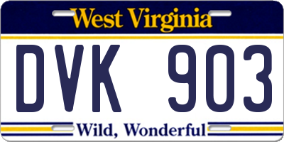 WV license plate DVK903