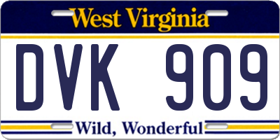 WV license plate DVK909