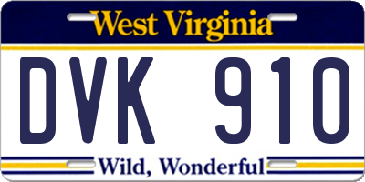 WV license plate DVK910