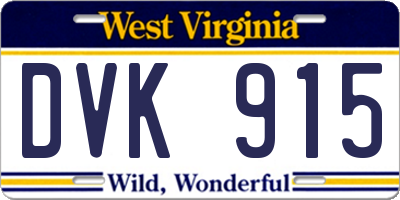 WV license plate DVK915