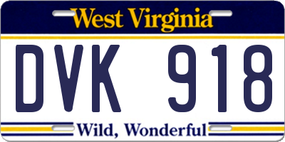 WV license plate DVK918