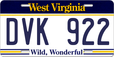 WV license plate DVK922