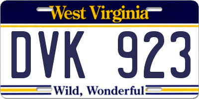 WV license plate DVK923