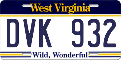 WV license plate DVK932