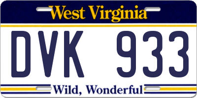 WV license plate DVK933