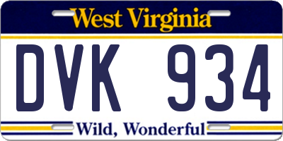 WV license plate DVK934